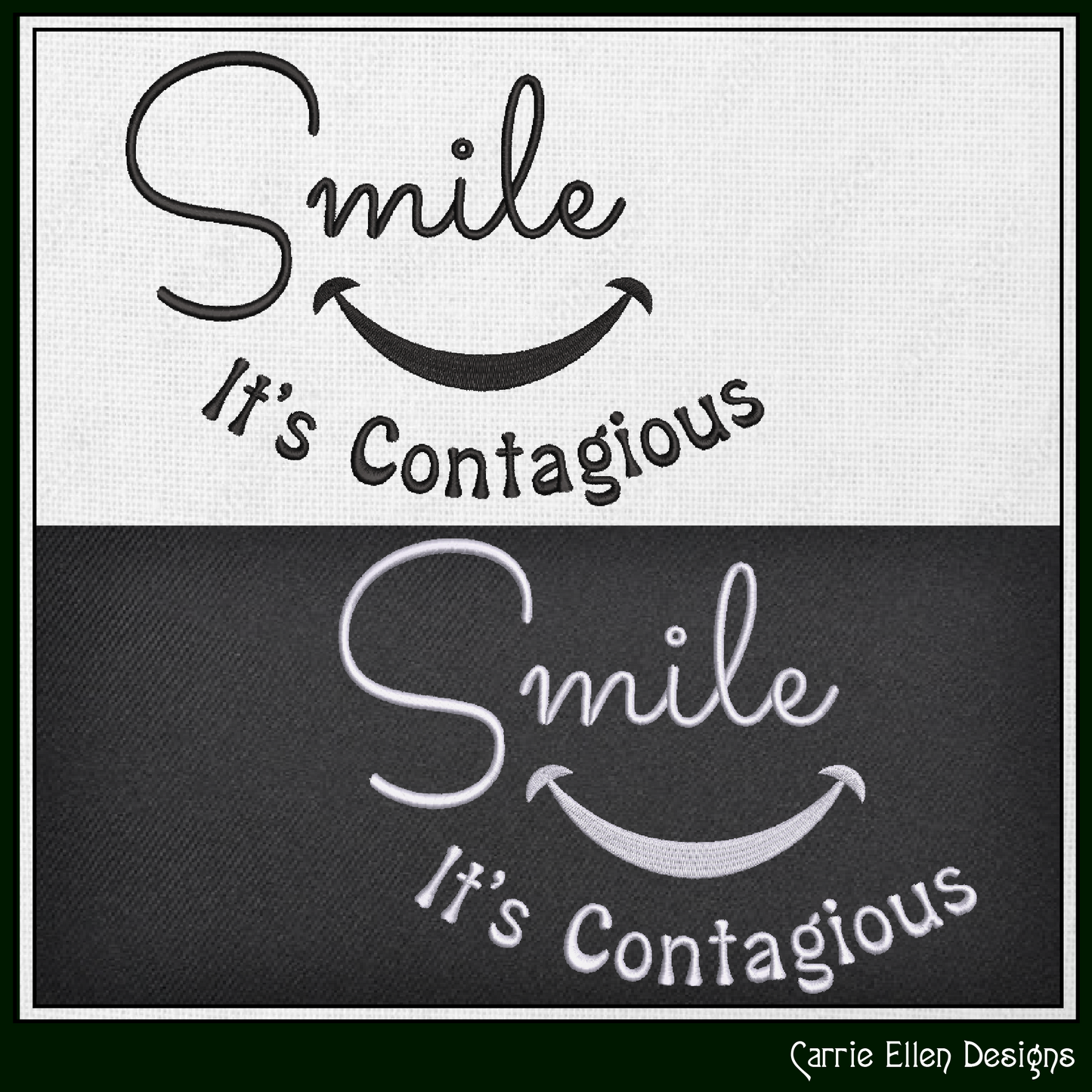 Smile It’s Contagious Machine Embroidery Design | Inspirational Quote Stitch File, 6 Sizes (3995)