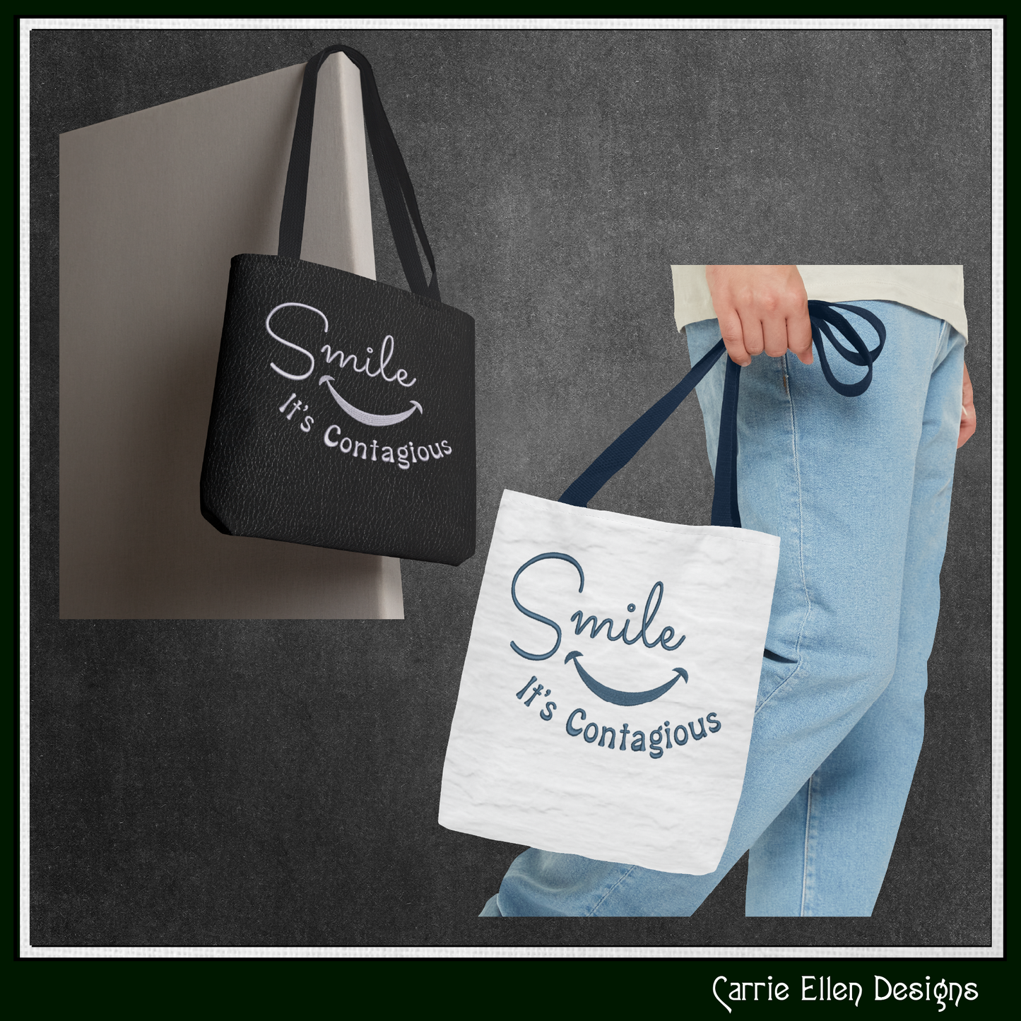 Smile It’s Contagious Machine Embroidery Design | Inspirational Quote Stitch File, 6 Sizes (3995)