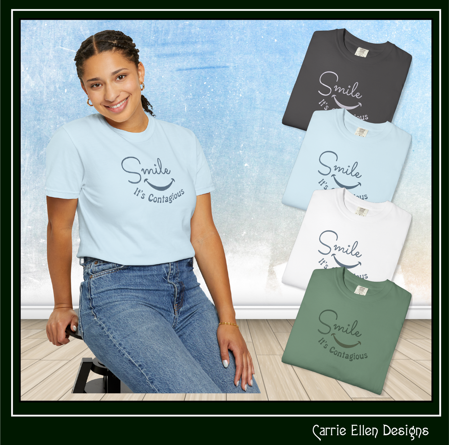 Smile It’s Contagious Machine Embroidery Design | Inspirational Quote Stitch File, 6 Sizes (3995)