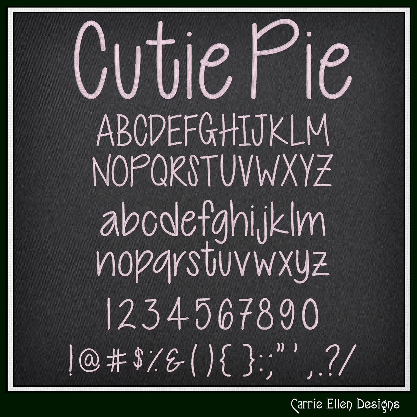 Cutie Pie Handwritten BX Font & Lettering Stitch Files |Native Embrilliance Machine Embroidery Font (4005)