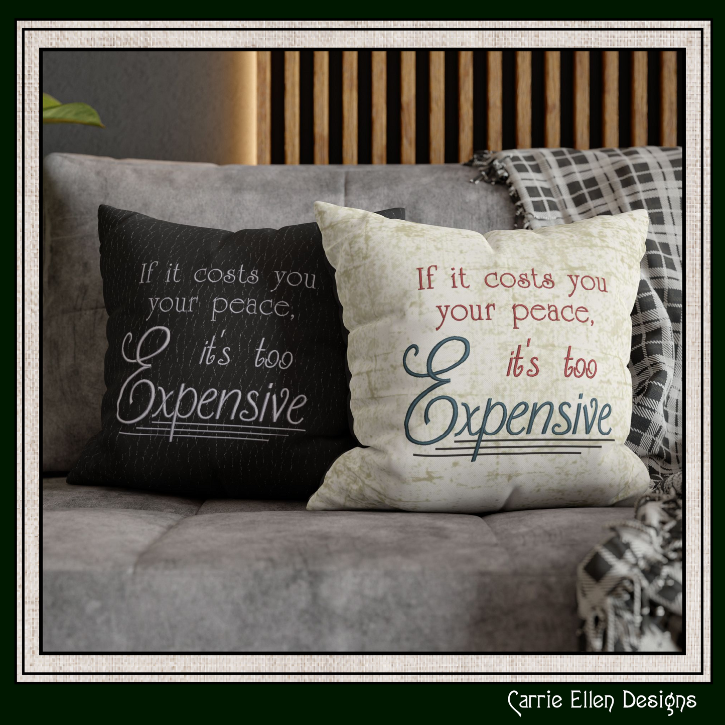 If It Costs You Your Peace It’s Too Expensive Machine Embroidery Design | Sassy Inspirational Quote, 6 Sizes (4007)
