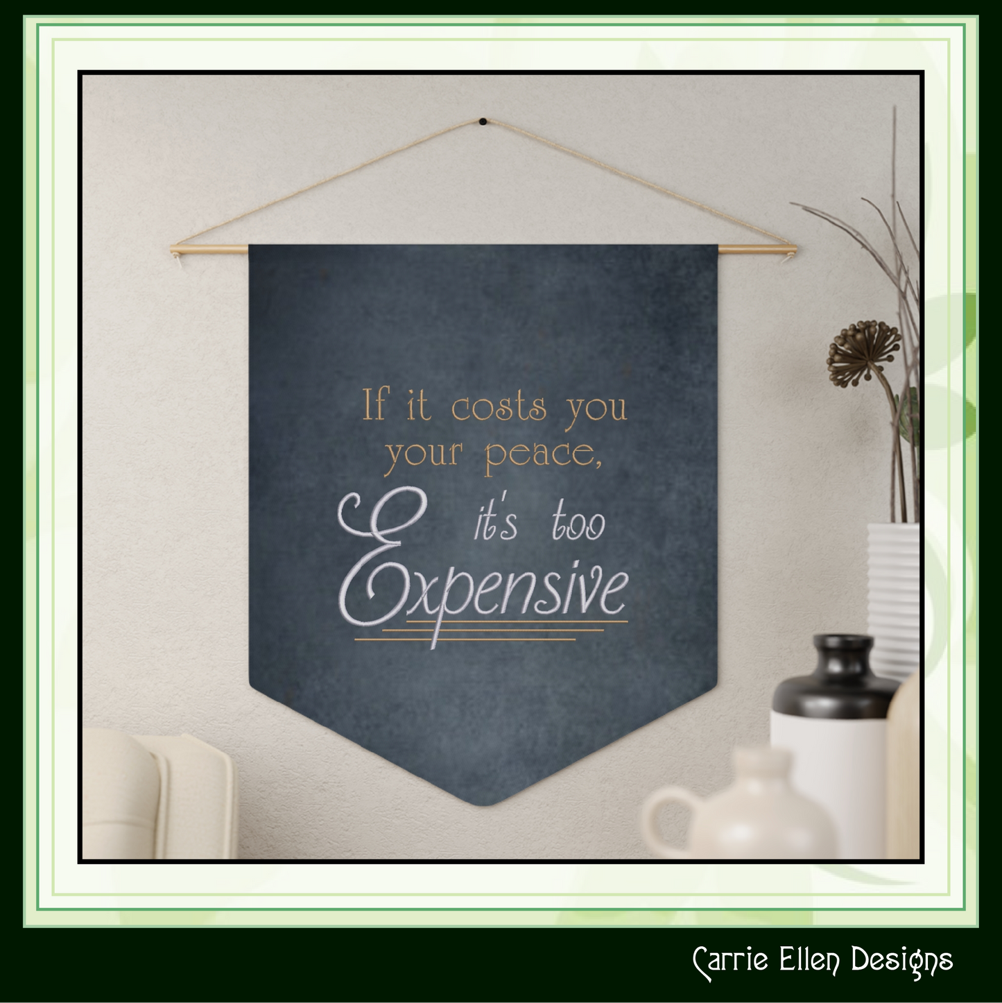 If It Costs You Your Peace It’s Too Expensive Machine Embroidery Design | Sassy Inspirational Quote, 6 Sizes (4007)