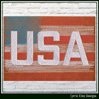 USA Flag Theme ITH Mug Rug Machine Embroidery Design | Patriotic American Flag In The Hoop Project (4012)