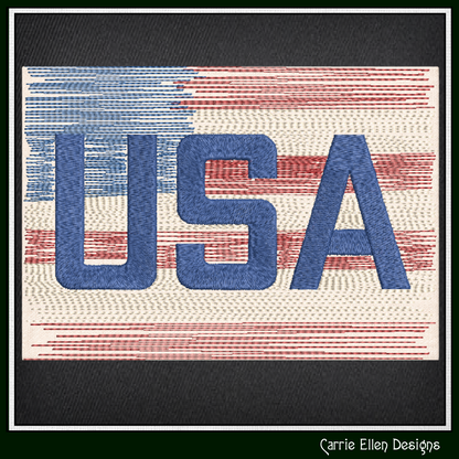 USA Flag Theme ITH Mug Rug Machine Embroidery Design | Patriotic American Flag In The Hoop Project (4012)