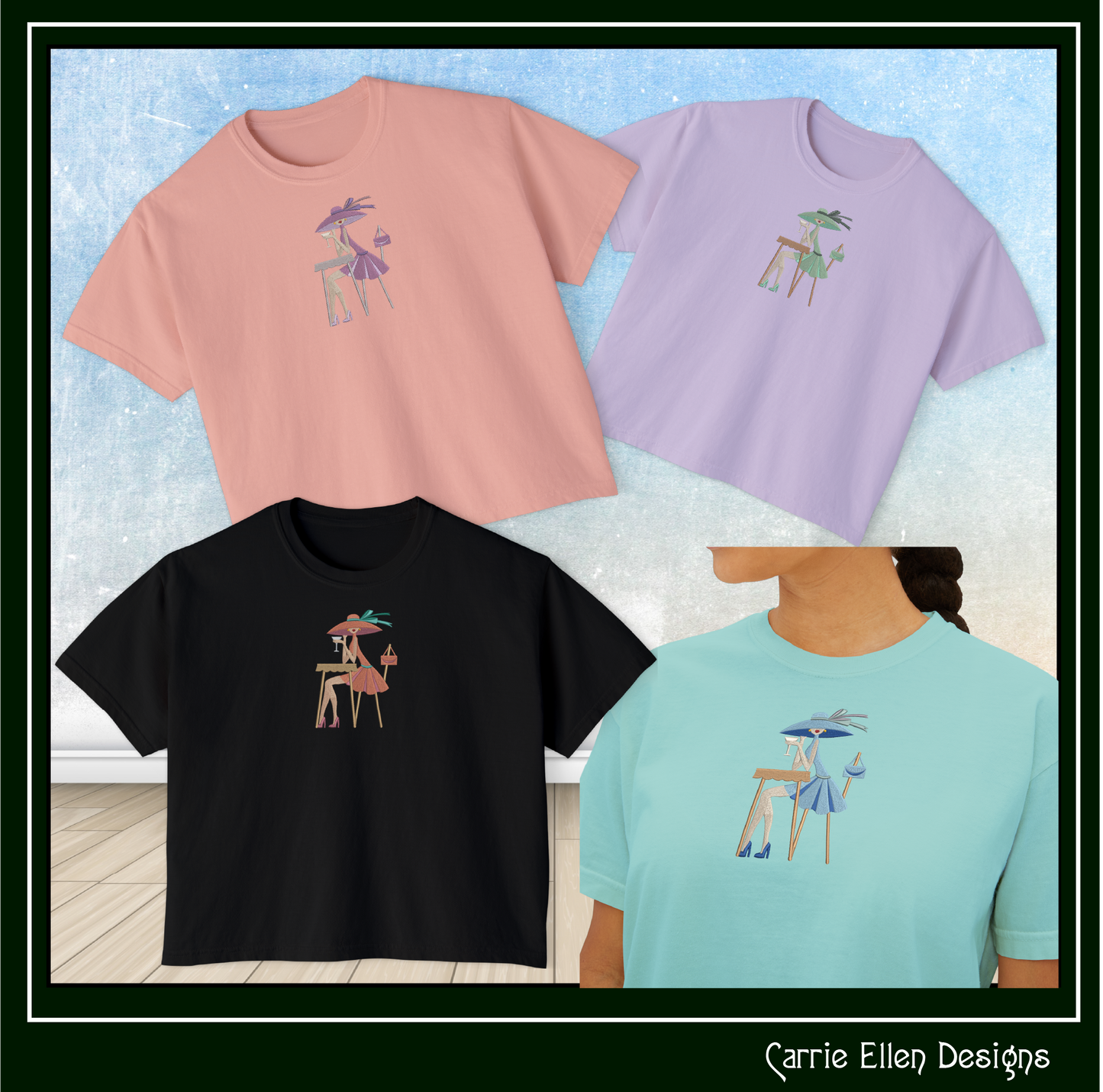 Elegant Lady at Café Machine Embroidery Design | Fashion Lady Embroidery Pattern | Chic Café Scene Stitch File, 6 Sizes, (4013)