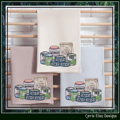 Pantry Items Machine Embroidery Design | Kitchen Food Cans Flour Mayonnaise Stitch File, 6 Sizes (4020)