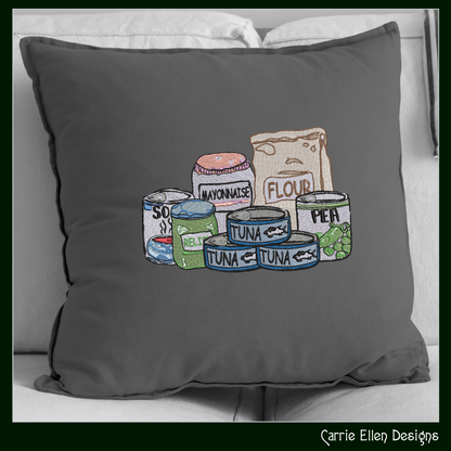 Pantry Items Machine Embroidery Design | Kitchen Food Cans Flour Mayonnaise Stitch File, 6 Sizes (4020)
