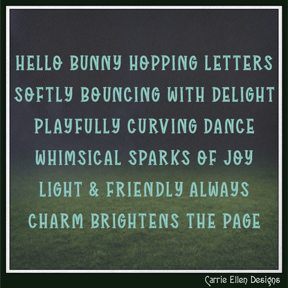 Hello Bunny Casual Serif BX Font & Lettering Stitch Files |Native Embrilliance Machine Embroidery Font (4022)