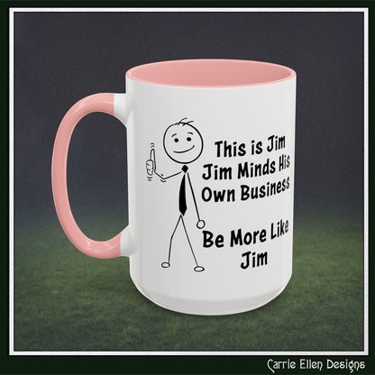 Funny Stick Figure "This is Jim" Accent Color Ceramic Mug | Snarky Humor Coffee Mug, Perfect for Home or Office Decor (P-6050)