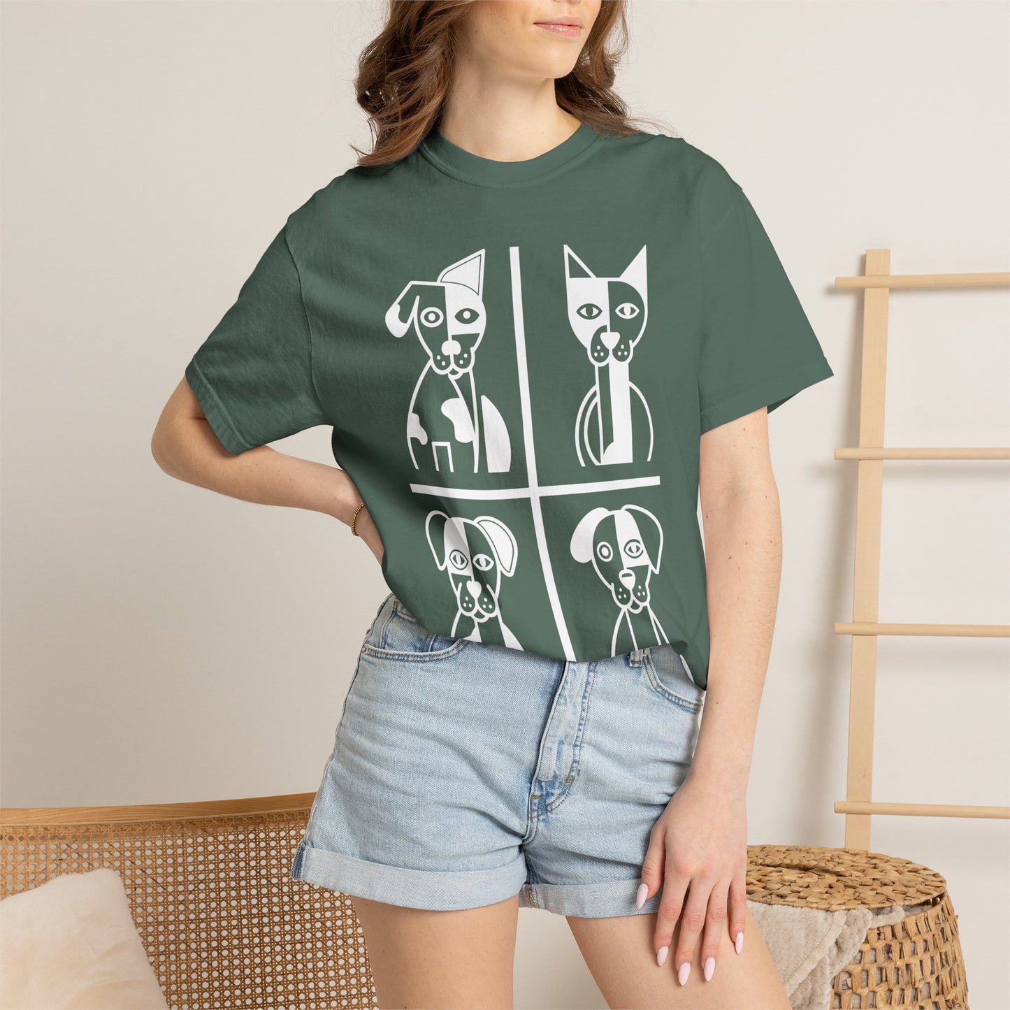 Geometric Dog Comfort Colors® T-Shirt | Minimalist Garment Dyed Tee,  10 Colors (4280)