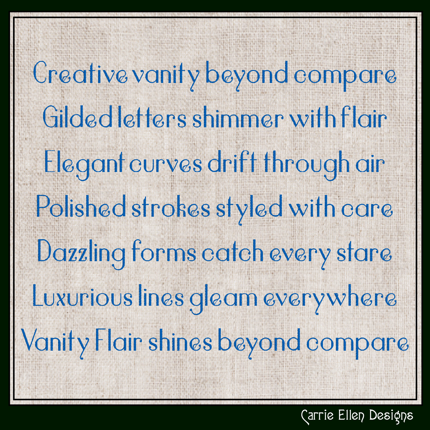 Vanity Flair Decorative BX Font & Lettering Stitch Files |Native Embrilliance Machine Embroidery Font (4045)