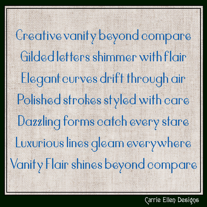 Vanity Flair Decorative BX Font & Lettering Stitch Files |Native Embrilliance Machine Embroidery Font (4045)
