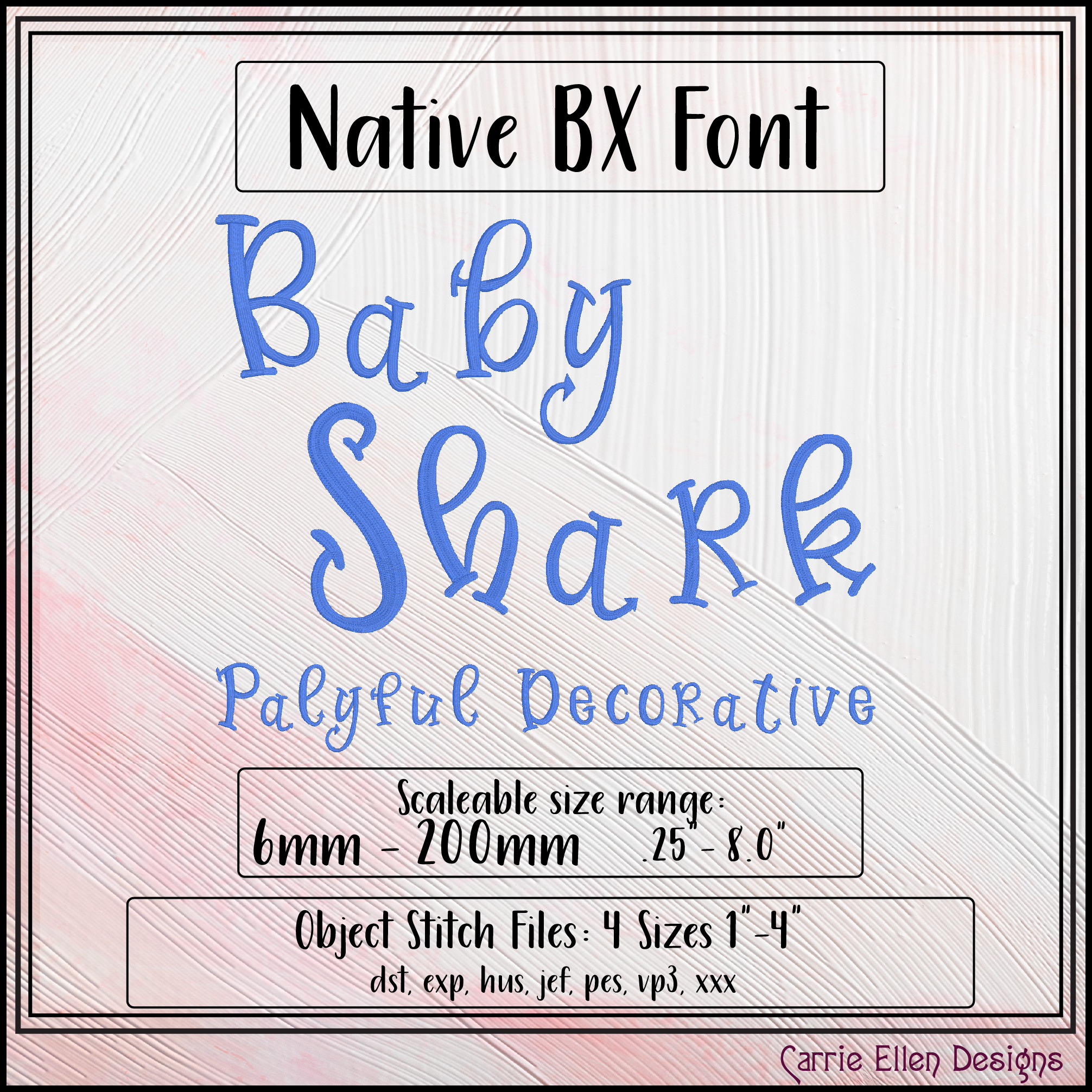 Baby Shark Playful Decorative BX Font & Lettering Stitch Files | Native ...