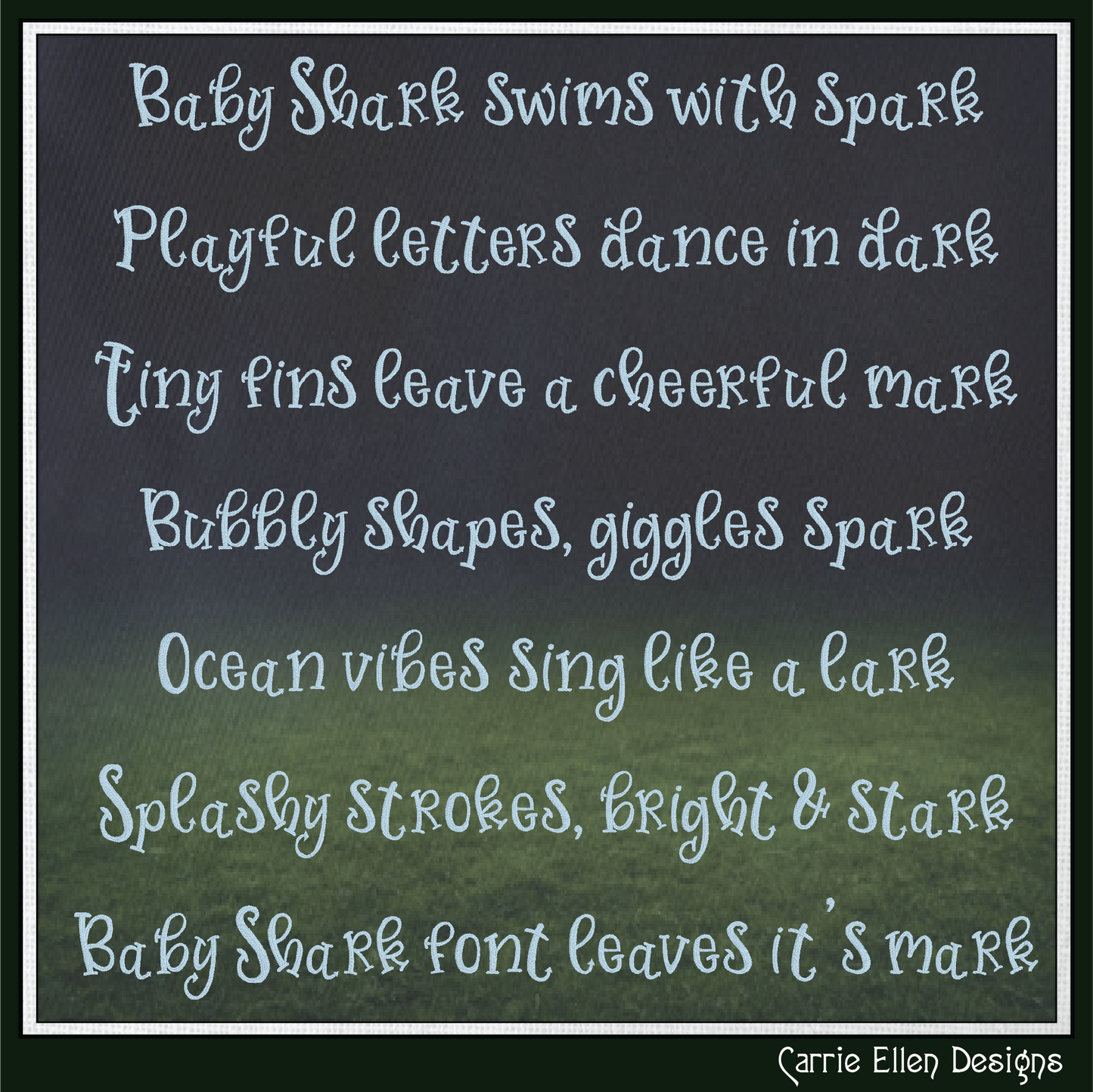 Baby Shark Playful Decorative BX Font & Lettering Stitch Files |Native Embrilliance Machine Embroidery Font (4048)