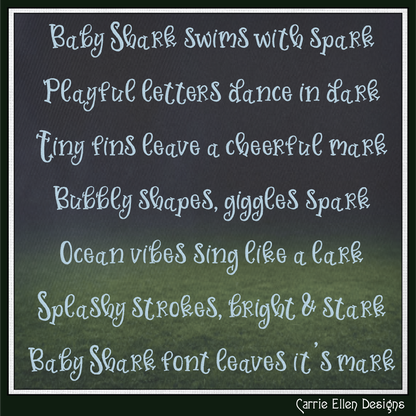Baby Shark Playful Decorative BX Font & Lettering Stitch Files |Native Embrilliance Machine Embroidery Font (4048)
