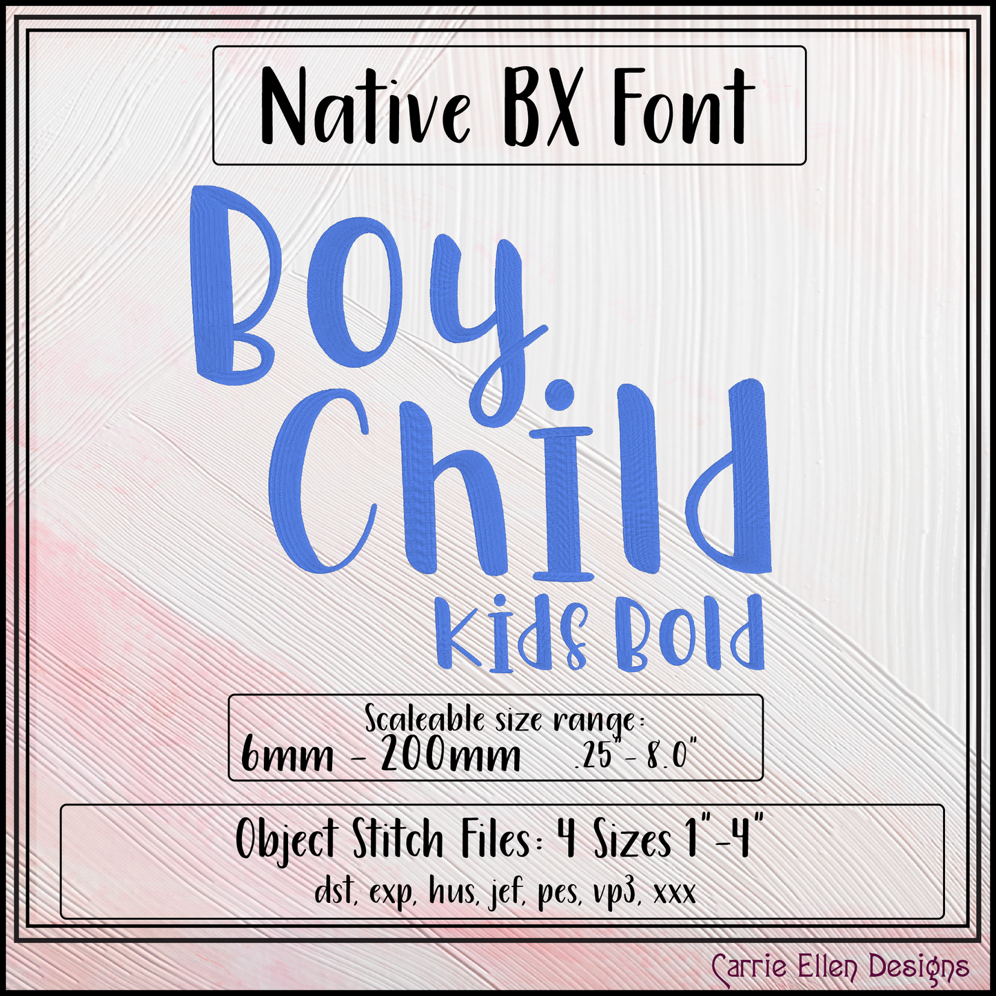 Boy Child Machine Embroidery Design | Modern Kids Native Embrilliance Machine Embroidery Font (4050)