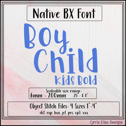 Boy Child Machine Embroidery Design | Modern Kids Native Embrilliance Machine Embroidery Font (4050)