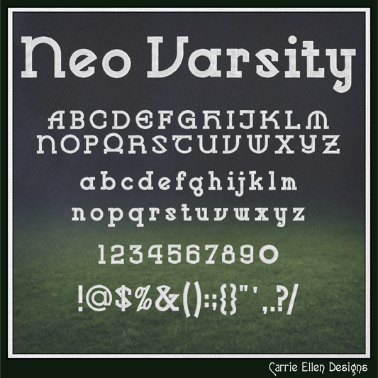 Neo Varsity Modern Athletic BX Font & Lettering Stitch Files | Native Embrilliance Machine Embroidery Font (4051)