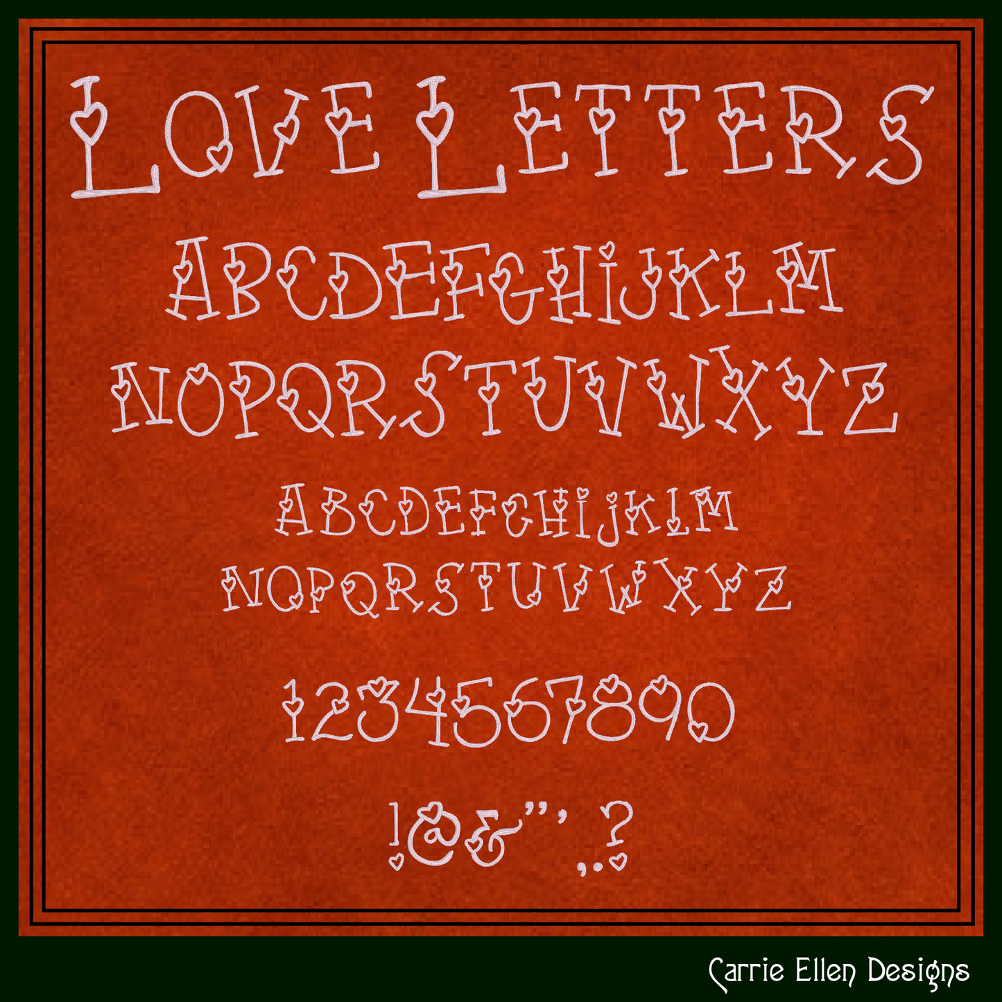 Love Letters Playful Hearts BX Font & Lettering Stitch Files | Native Embrilliance Machine Embroidery Font (4075)