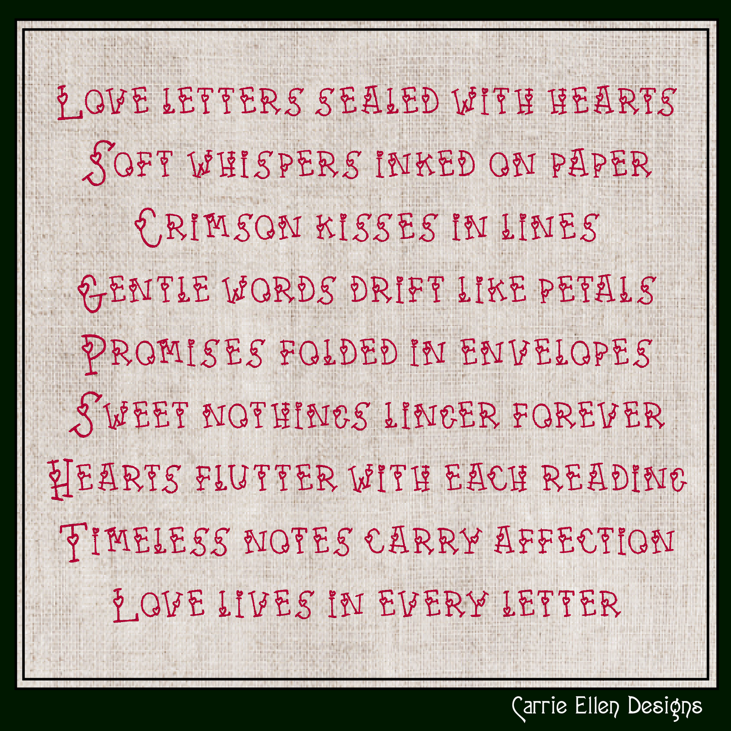 Love Letters Playful Hearts BX Font & Lettering Stitch Files | Native Embrilliance Machine Embroidery Font (4075)