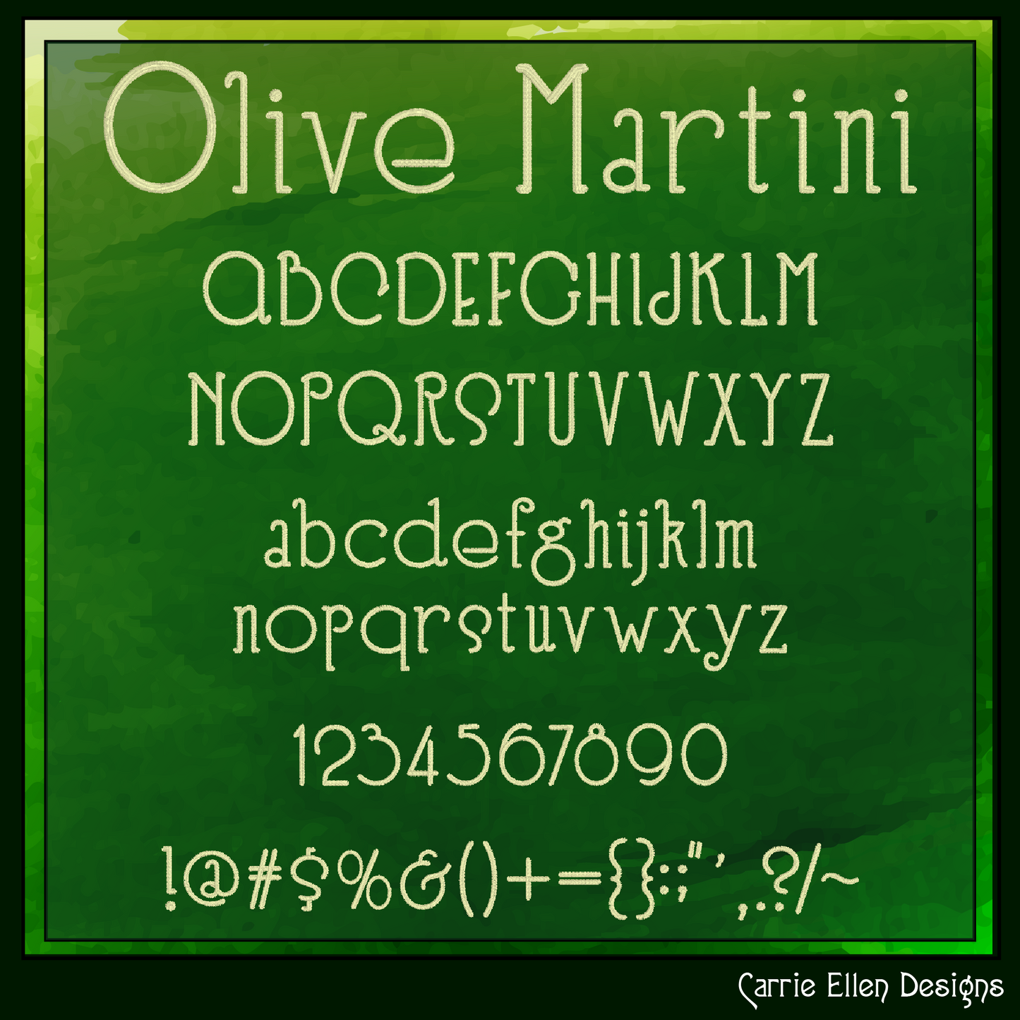 Olive Martini Rounded Modern BX Font & Lettering Stitch Files | Native Embrilliance Machine Embroidery Font (4076)