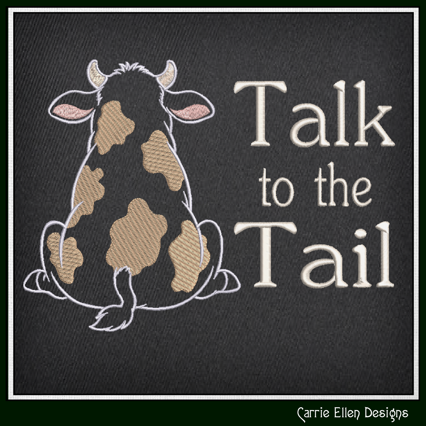 Talk to the Tail Cow Machine Embroidery Design | Funny Farm Animal Stitch File, 6 Sizes (4084)