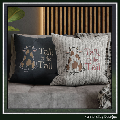 Talk to the Tail Cow Machine Embroidery Design | Funny Farm Animal Stitch File, 6 Sizes (4084)