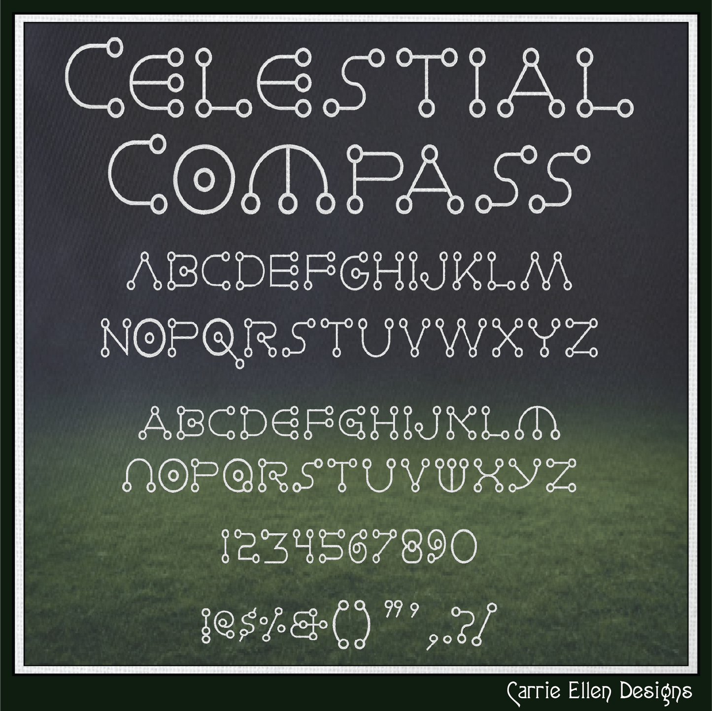 Celestial Compass Geometric Block BX Font & Lettering Stitch Files | Native Embrilliance Machine Embroidery Font (4087)