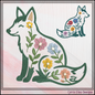 Embroidery design of a Floral fox embroidery design featuring woodland fox with flowers stitch file for nursery décor, rustic projects, quilts, and cottage-core crafts.
