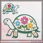 Floral Turtle Machine Embroidery Design | Woodland Turtle with Flowers Stitch File, 6 Sizes (4096)