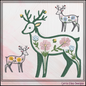 Deer design with floral patterns on a light pink background, featuring the brand 'Carrie Ellen Designs'.