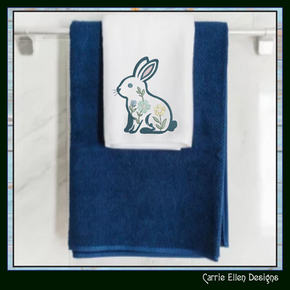 Floral Rabbit Machine Embroidery Design | Woodland Bunny with Flowers Stitch File, 6 Sizes (4099)