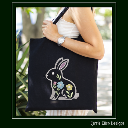 Floral Rabbit Machine Embroidery Design | Woodland Bunny with Flowers Stitch File, 6 Sizes (4099)
