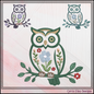 Decorative owl design with floral elements on a light background, featuring the brand 'Carrie Ellen Designs'.