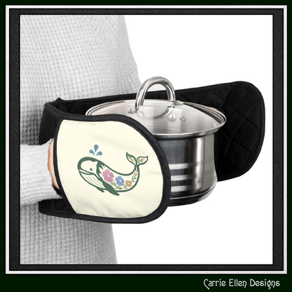 Floral Whale Machine Embroidery Design | Ocean Whale with Flowers Stitch File, 6 Sizes (4101)