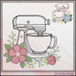 Floral Kitchen Mixer Machine Embroidery Design | Baking Mixer with Flowers Stitch File, 6 Sizes (4108)