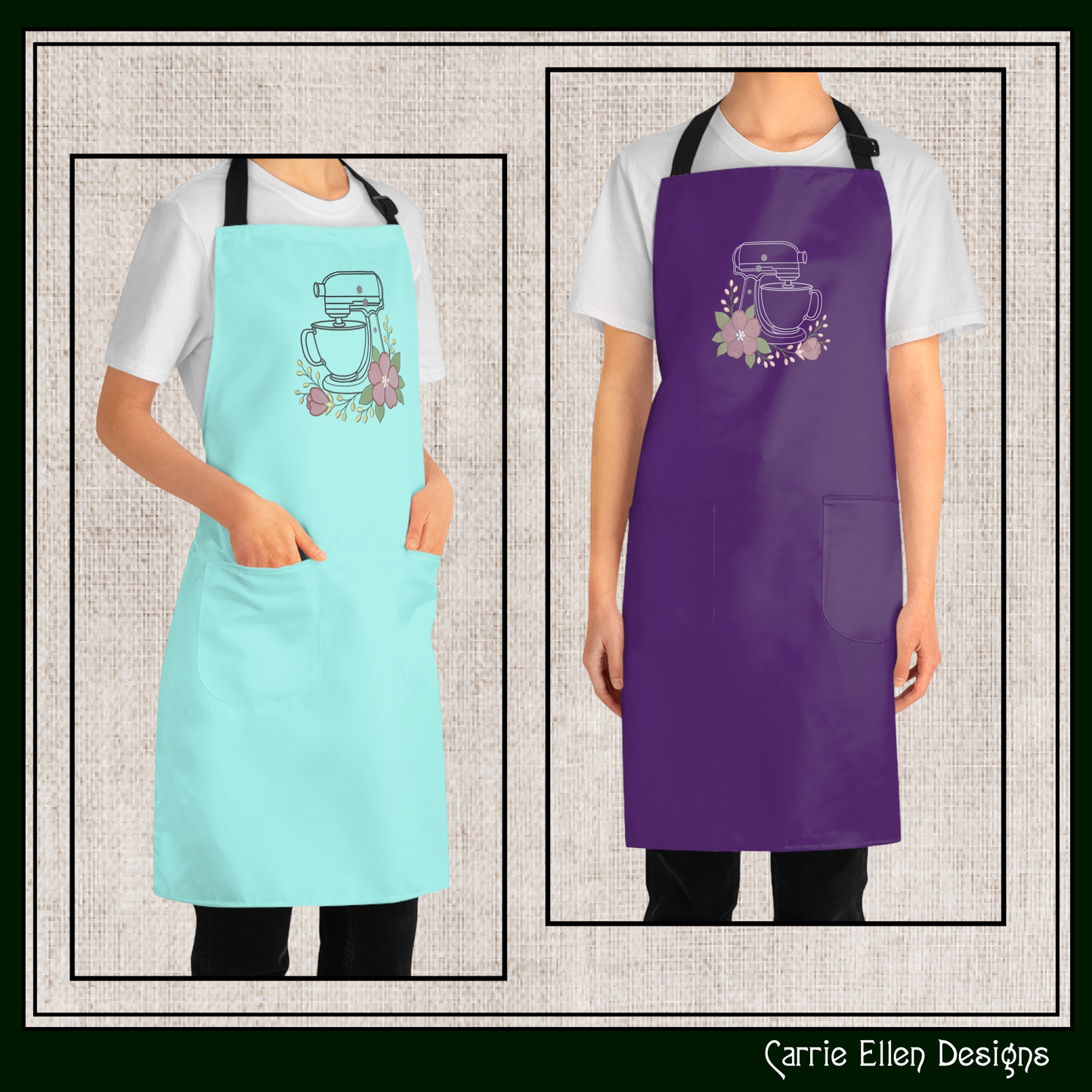 Floral Kitchen Mixer Machine Embroidery Design | Baking Mixer with Flowers Stitch File, 6 Sizes (4108)
