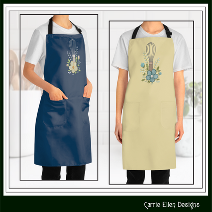 Floral Kitchen Whisk Machine Embroidery Design | Baking Whisk with Flowers Stitch File, 6 Sizes (4109)