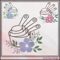 Floral Measuring Cups Machine Embroidery Design | Baking Cups with Flowers Stitch File, 6 Sizes (4110)
