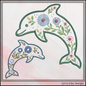 Floral Dolphin Machine Embroidery Design | Ocean Sea Life Coastal Floral Digital Download, 6 Sizes, (4131)