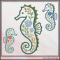 Floral Seahorse Machine Embroidery Design | Botanical Seahorse Stitch File | Coastal Ocean Animal Embroidery Pattern, 6 Sizes, (4135)