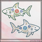 Floral Shark Machine Embroidery Design | Botanical Shark Stitch File | Coastal Ocean Embroidery Pattern, 6 Sizes, (4137)