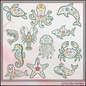 Floral Marine Life Machine Embroidery Design Bundle | Ocean Animal Embroidery Collection, 12 Designs, 6 Sizes, (4142)
