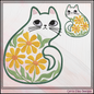 Modern Floral Cat Machine Embroidery Design | Botanical Tabby Cat Embroidery Pattern | Whimsical Flower Cat Stitch File, 6 Sizes (4149)