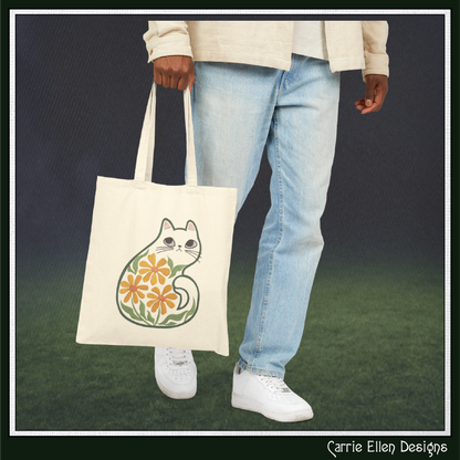 Modern Floral Cat Machine Embroidery Design | Botanical Tabby Cat Embroidery Pattern | Whimsical Flower Cat Stitch File, 6 Sizes (4149)