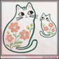 Modern Floral Cat Machine Embroidery Design | Botanical Tabby Cat Embroidery Pattern | Whimsical Flower Cat Stitch File, 6 Sizes (4150)