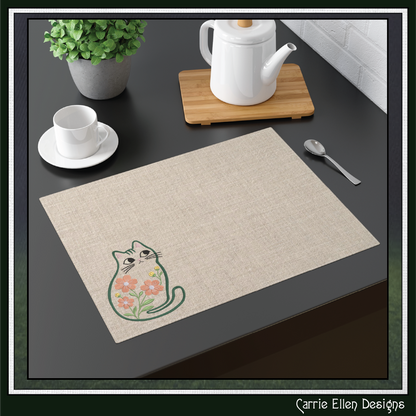 Modern Floral Cat Machine Embroidery Design | Botanical Tabby Cat Embroidery Pattern | Whimsical Flower Cat Stitch File, 6 Sizes (4150)