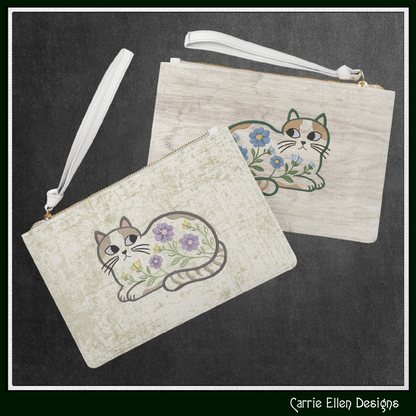 Modern Floral Cat Machine Embroidery Design | Botanical Tabby Cat Embroidery Pattern | Whimsical Flower Cat Stitch File, 6 Sizes (4151)
