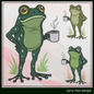 Frog with Coffee Machine Embroidery Design | Funny Morning Frog Stitch File | Coffee Lover Embroidery, 6 Sizes (4156)