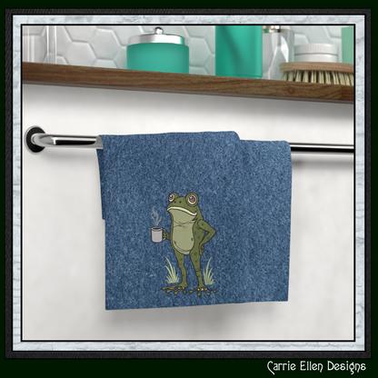 Frog with Coffee Machine Embroidery Design | Funny Morning Frog Stitch File | Coffee Lover Embroidery, 6 Sizes (4156)